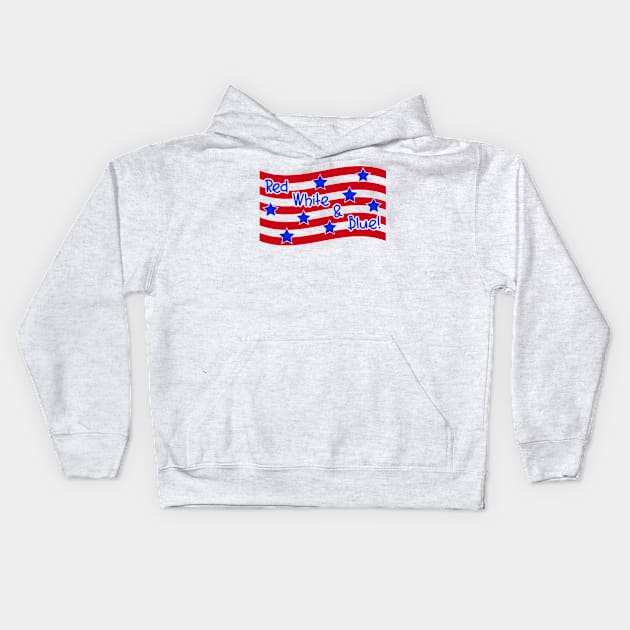 Red White and Blue Patriotic Kids Hoodie by TreetopDigital